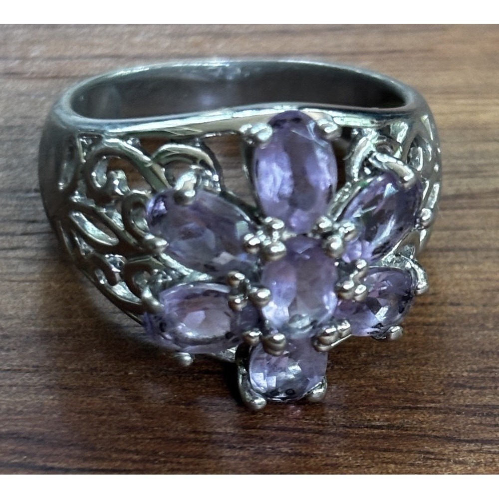 Vintage Sterling Silver .925 Amethyst Ring Size 8